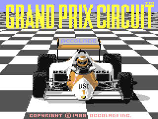 Grand Prix Circuit title screen for Commodore 64